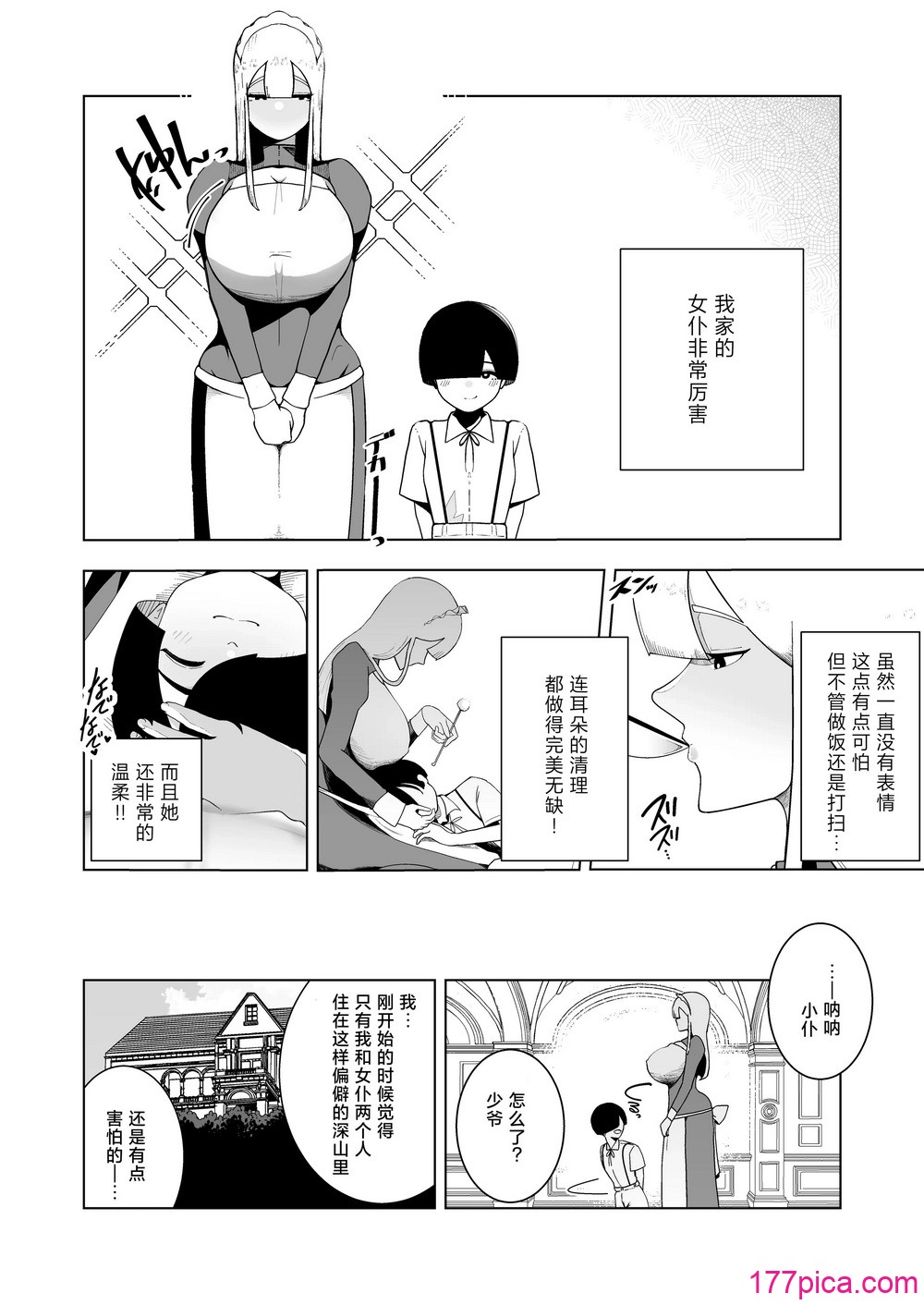 [イキヌキ。] 巨乳無表情でかメイドに無知な僕はナニカされてる [三馅个人翻译][53P]-第1章-图片3